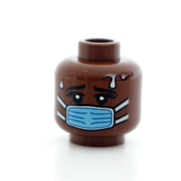 Blue Surgical Mask - Scared - Female - Brown - 26