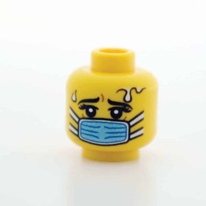 Blue Surgical Mask - Scared - Female - Yellow